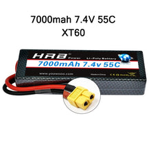HRB Lipo 7.4V 11.1V 14.8V 2S 3S 4S 2P Battery 7.4V 7000mah 55C T DEAN XT60 MAX 110C Hard Case for RC 1/10 Scale Trx Stampede Car