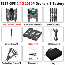 S167 GPS Drone With Camera 5G RC Quadcopter Drone 4K WIFI FPV Foldable Off-Point Flying Gesture Photos Video Helicopter Toy