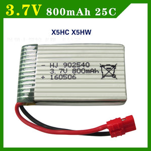 1pcs 3.7V 800mAh 902540 Battry For Syma X5C X5SC X5SW M68 X5HC X5HW X400 X800 four-axis Model aircraft 3.7V 800mah Lipo battery