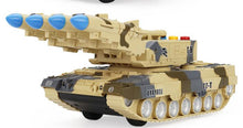360° Rotating Children's Toy Tank Simulation Model Tiger Military Armored Missile Tank Car Model Sounding Glowing Toy Boy Gift