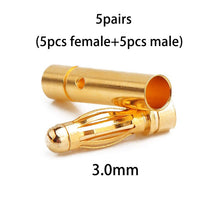 10pcs Amass 2.0mm 3.0mm 3.5mm 4.0mm 5.5mm Gold Bullet Banana Connector 6.0mm 8.0mm plug for RC Battery 5pairs