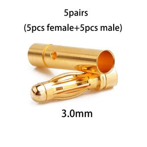 10pcs Amass 2.0mm 3.0mm 3.5mm 4.0mm 5.5mm Gold Bullet Banana Connector 6.0mm 8.0mm plug for RC Battery 5pairs