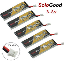 5PCS SoloGood Lipo Battery 1S 3.7V 3.8V 500mAh 80C 1S Rechargeable Batteries with PH2.0 Plug for Indoor Racing Drone Toy