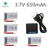 5pcs 3.7V 650mAh Drone Rechargeable Li-polymer Battery 802540 + USB Charger set For SYMA X5C X5C-1 X5 H5C Quadcopter