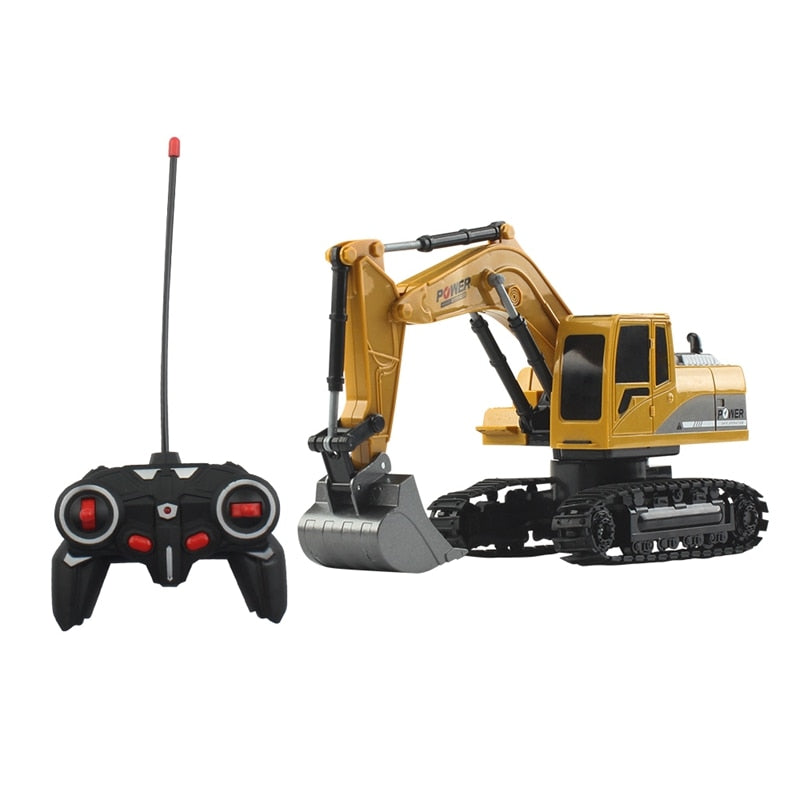 Remote Control Excavator 1:24 RC Car Four-Wheel Drive 6-Channel Light One-click Demonstration Of Children's Educational Toys