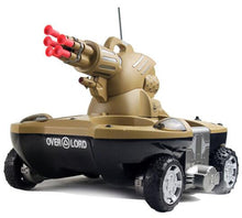 Water Land Amphibious Remote Control Tank Ship Charging Launch Target Folding Crawling 360° Rotation Flashing Light