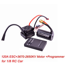 Waterproof 3650 3900KV / 3660 3300KV / 3670 2150KV Brushless Motor 60A 80A 120A Brushless ESC Combo Set for 1/8 1/10 RC Car