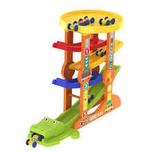 Ramp Race Track and 6 Mini Inertia Car Sliding Toy Vehicel and Train Baby Toddler Motor Skill Developmental Kids Gift