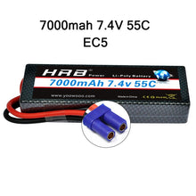 HRB Lipo 7.4V 11.1V 14.8V 2S 3S 4S 2P Battery 7.4V 7000mah 55C T DEAN XT60 MAX 110C Hard Case for RC 1/10 Scale Trx Stampede Car