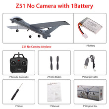 RC Airplane Plane Z51 with 2MP HD Camera or No Camera 20 Minutes Fligt Time Gliders With LED Hand Throwing Wingspan Foam Plane
