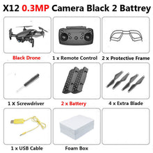 X12 WiFi FPV Mini Foldable Drone Camera 0.3MP 2MP HD Optical Flow Aerial Video Profissional RC Quadcopter Helicopter Toys SG106