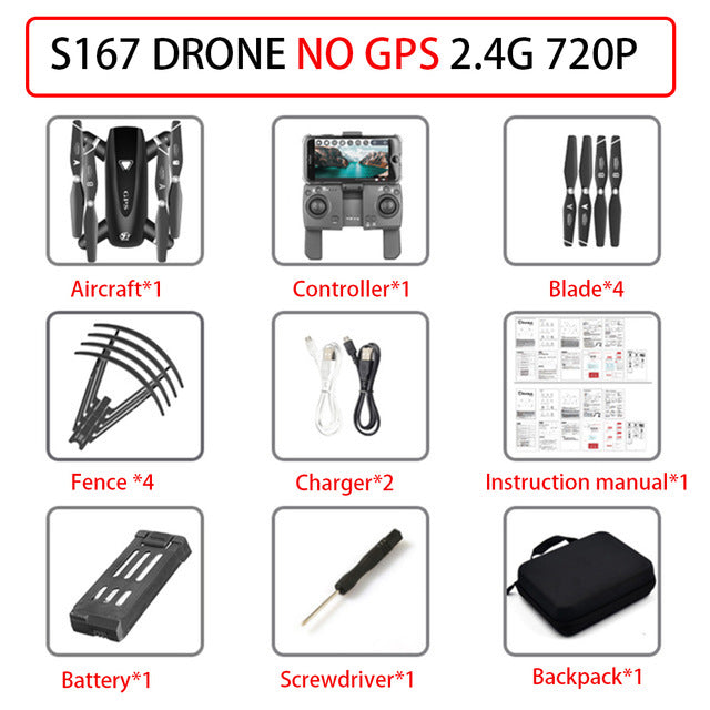 S167 drone GPS 4K HD 1080P 5G WIFI FPV drone flight 20 minutes height to maintain Quadcopter control distance 500m drone camera