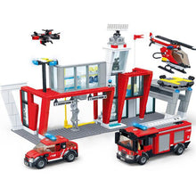 Block GUDI Legoings City Fire Station Ambulance Plane Car Building Blocks Bricks Kits Assembled Educational Toys For Children