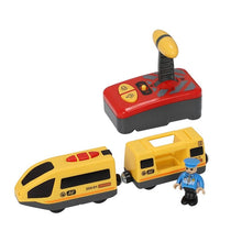 Electric RC Train Set Remote Control Toys Connected with Wooden Railway Car Tracks Birhtday Christmas Gift for Children