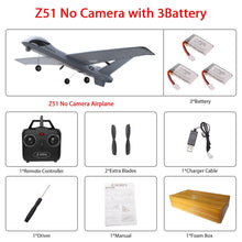 RC Airplane Plane Z51 with 2MP HD Camera or No Camera 20 Minutes Fligt Time Gliders With LED Hand Throwing Wingspan Foam Plane