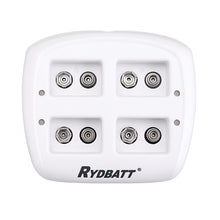 RYDBATT 4 Slots 9V Lipo Battery Charger with 4Pcs 9V 500mAh Lipo Battery