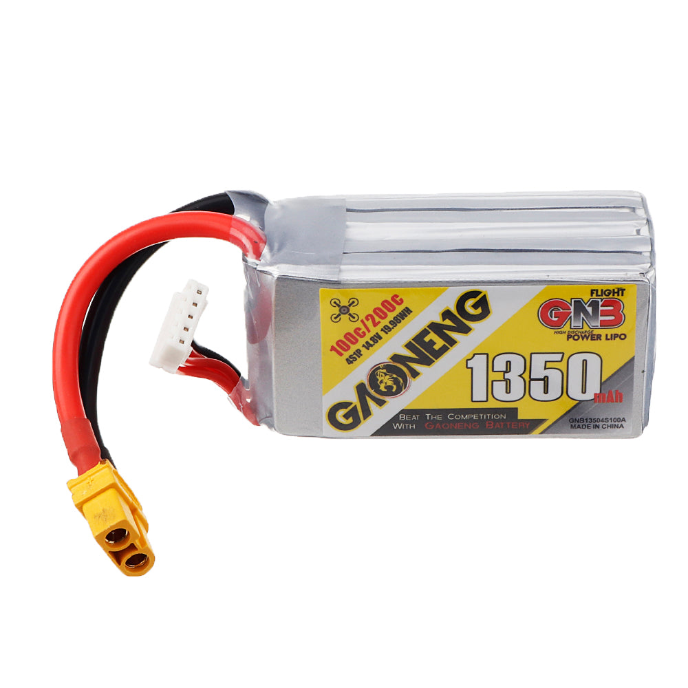 Gaoneng GNB 14.8V 1350mAh 100C 4S Lipo Battery XT60 Plug for Merica 5 Inch FPV Racing Drone Frame