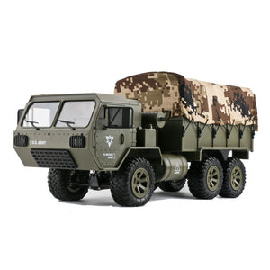 2 Batteries Fayee FY004A with Canvas 1/16 2.4G 6WD Rc Car Proportional Control US Army Military Truck RTR Model 