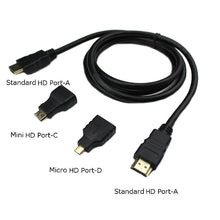 1.5m 150cm Standard HD Port-A Cable Mini HD Port-C Micro HD Port-D Adapter Connector