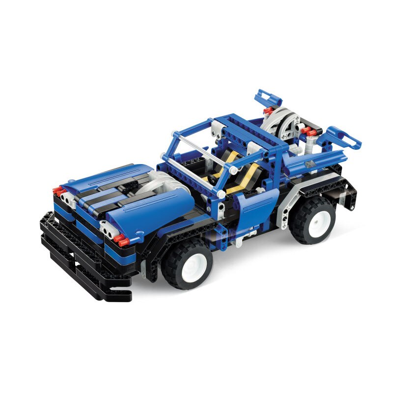 Off-Road Police Mechanical Master 445PC Assembly Block RC Car 2-in-1 Truck & Roadster Kit RC Remote Control Car Racing Toy Car