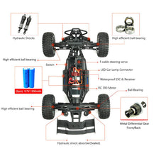 HBX 12891 1/12 4WD 2.4G Waterproof Hydraulic Damper RC Desert Buggy Truck with LED Light