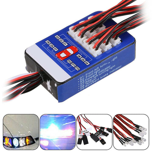 12 LED Lighting Kit Steering Brake Simulation Flash Light for 1/10 Yokomo Tamiya HSP HPI RC Car 