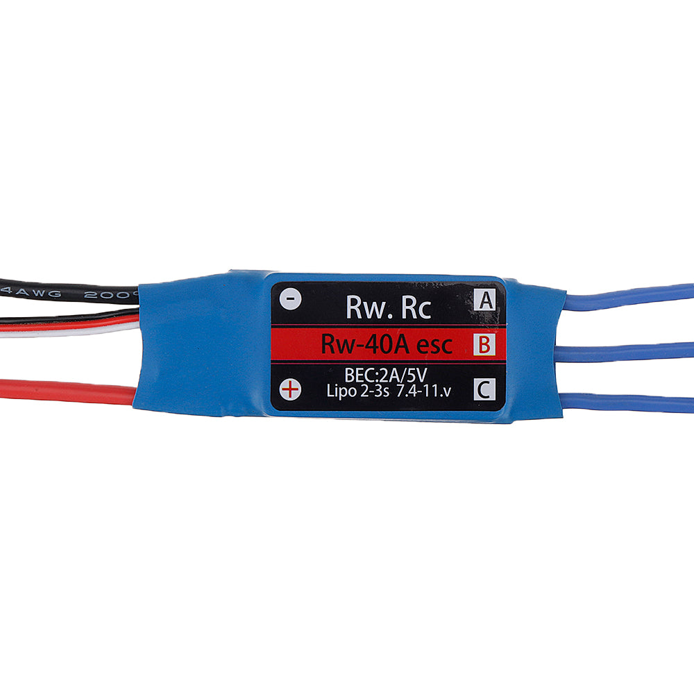 RW.RC 40A Brushless ESC 5V2A BEC 2S 3S for RC Models Fixed Wing Airplane Drone