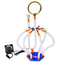 RJXHOBBY USB RJX2976BLU LED Light Helping Hands Magnifier Station Blue Color for Soldering