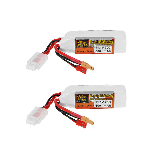 2Pcs ZOP Power 11.1V 600mAh 70C 3S Lipo Battery JST XT30 Plug for Eachine Lizard95 FPV Racer 