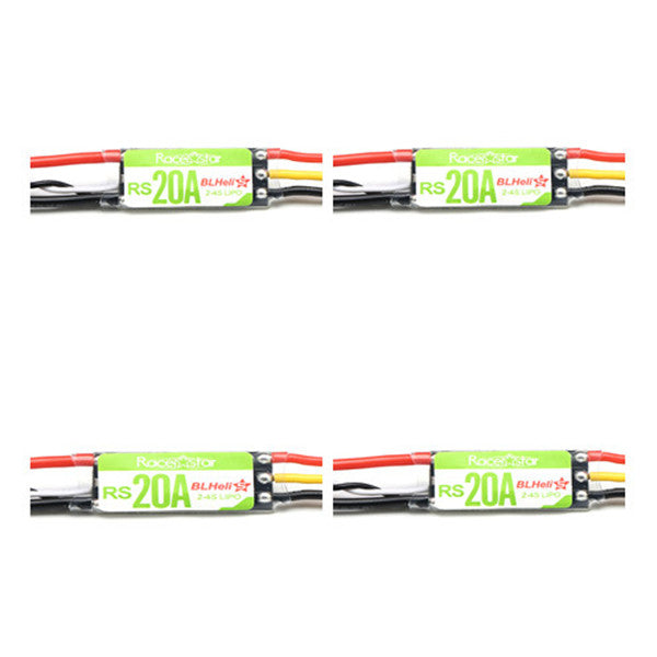 4X Racerstar RS20A 20A BLHELI_S OPTO 2-4S ESC Support Oneshot42 Multishot DShot for RC FPV Racing Drone