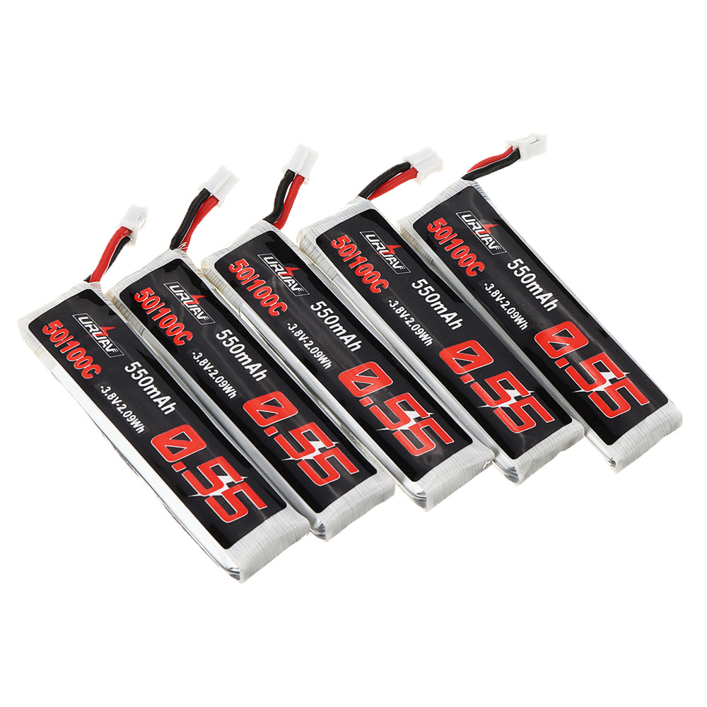5Pcs URUAV 3.8V 550mAh 50/100C 1S HV 4.35V PH2.0 Lipo Battery for Emax Tinyhawk Kingkong/LDARC TINY Tinyhawk S Eachine Trashcan
