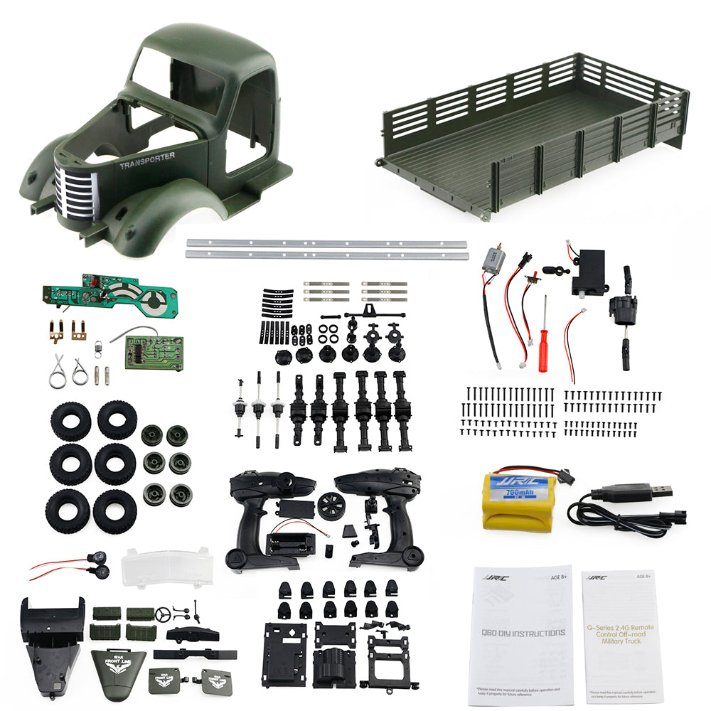 JJRC Q60 Kit 1/16 2.4G 6WD Off-Road Military Truck Crawler RC Car