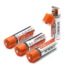 4PCS SORBO 1.5V 1200mAh USB Rechargeable 1 Hour Quick Charging AA Li-po Battery 
