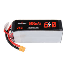 URUAV 22.2V 6000mAh 75C 6S Lipo Battery XT60 Plug for 600 700 800 RC Helicopter