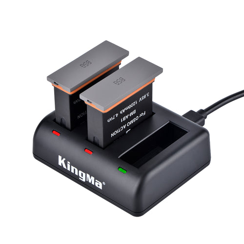 KingMa BM055 3-Channel 5V/2.1A Micro USB / Type-C Triple Charger For DJI OSMO ACTION Camera