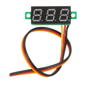 0.28 Inch Mini Digital Battery Voltage Checker Voltmeter DC 0-100V 3 Cables with Protection 