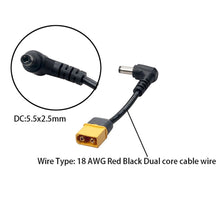 RJXHOBBY XT60 Male Plug DC 5.5mm*2.5mm*40mm Male Lipo Battery Adapter for FPV Fatshark Goggles