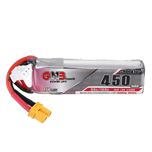 Gaoneng 7.6V 450Mah 80C 2S HV 4.35V Lipo Battery XT30 Plug for Eachine Betafpv Drone FPV Racing Drone