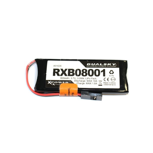 DUALSKY RXB08001 800mAh 3.7V 2C/20C LiPo Battery TJC8 3P for Receiver RX Mini G.lider RC Drone DLG HLG Helicopter Racing Drone Quadcopter Airplane 
