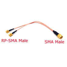 2 RP-SMA Male to 1 SMA Male Extension Cord Antenna Adapter Cable For Signal Amplifier RC Drone