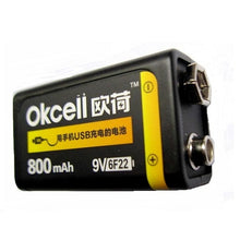 2PCS OKcell 9V 800mAh USB Rechargeable Lipo Battery for RC Helicopter Model Microphone