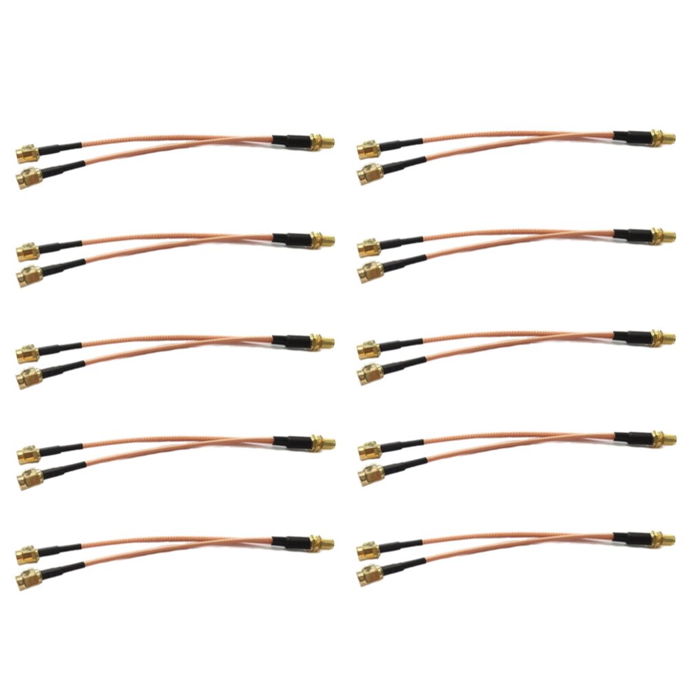 10PCS RG316 SMA Female To 2X SMA Male Plug Adapter Cable Y Cable Pigtail 15cm For RC Models