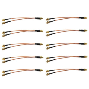 10PCS RG316 SMA Female To 2X SMA Male Plug Adapter Cable Y Cable Pigtail 15cm For RC Models