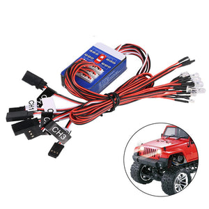12 LED Lighting Kit Steering Brake Simulation Flash Light for 1/10 Yokomo Tamiya HSP HPI RC Car 