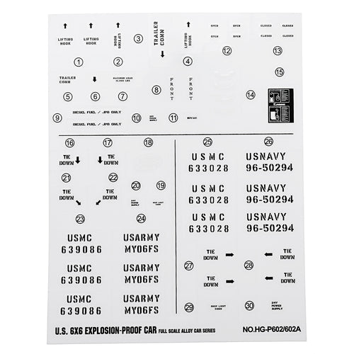 HG P602 1/12 RC Car Model Spare Parts DIY Stickers Decals Sheet for Body Accessory 