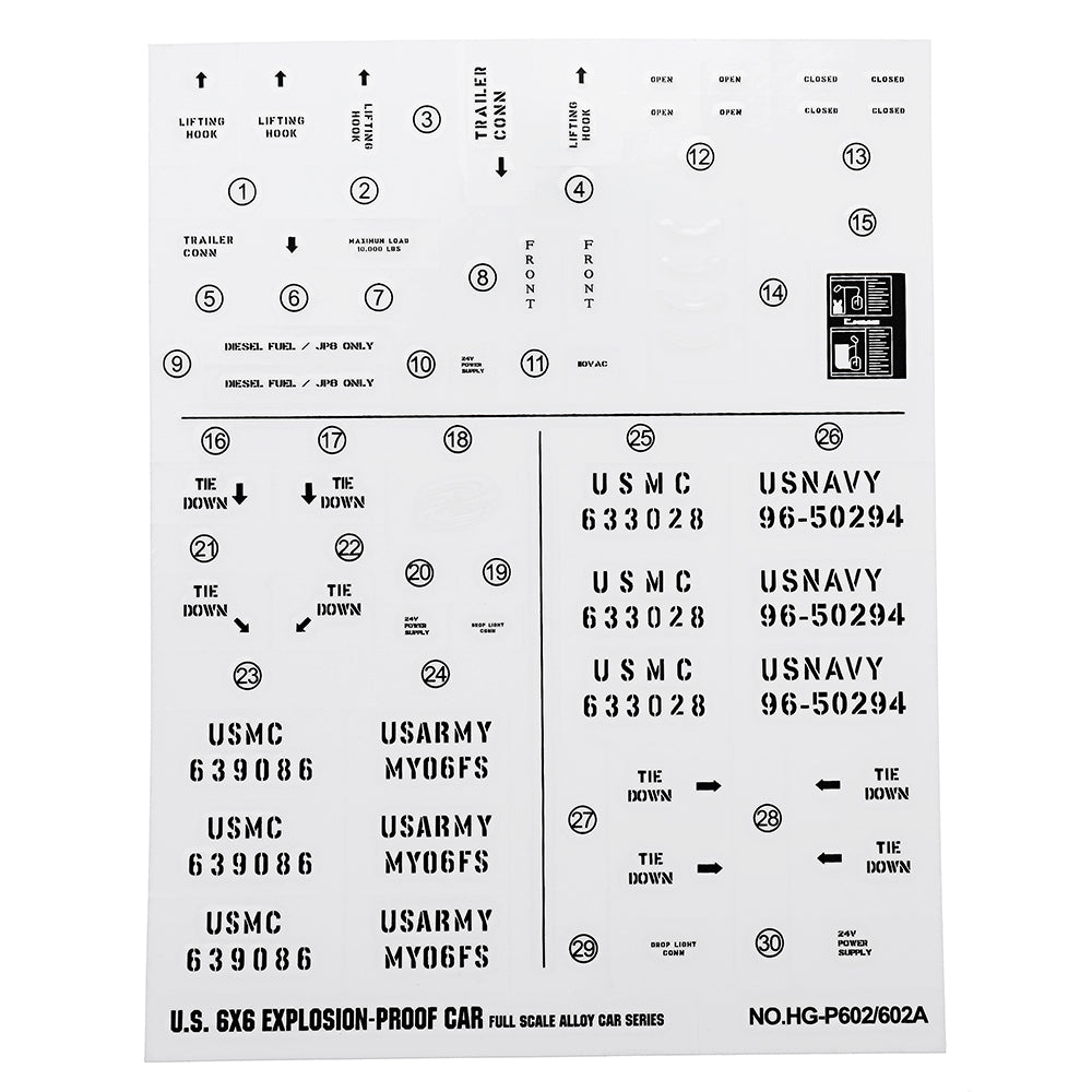HG P602 1/12 RC Car Model Spare Parts DIY Stickers Decals Sheet for Body Accessory