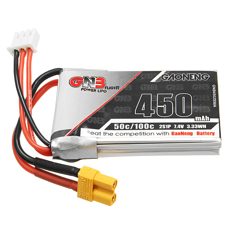 Gaoneng GNB 7.4V 450mAh 50C 2S Lipo Battery XT30 Plug