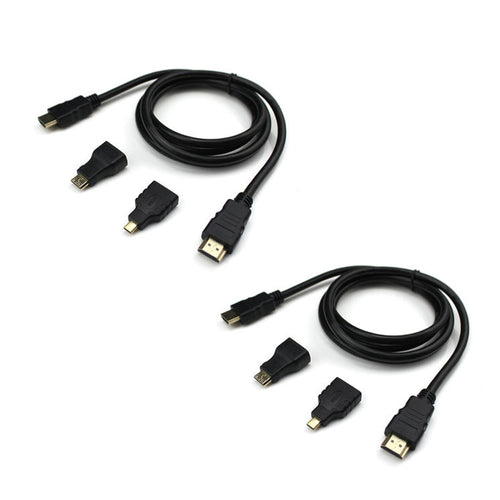 2 PCS 1.5m HD Video Cable 150cm for HDMI-A Standard Wire Mini HDMI-C Micro HDMI-D Connector Adapter Combo for HDMI FPV Goggles Monitor 