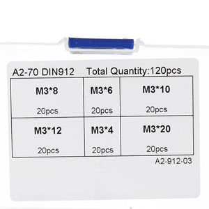 120Pcs M3 304 Stainless Steel DIN912 Screw Hex Socket Cap Repair Tools for RC Model