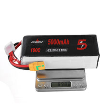 URUAV 22.2V 5000mAh 100C 6S Lipo Battery XT90 Plug with XT90 to XT60 Adapter Cable for RC Drone 